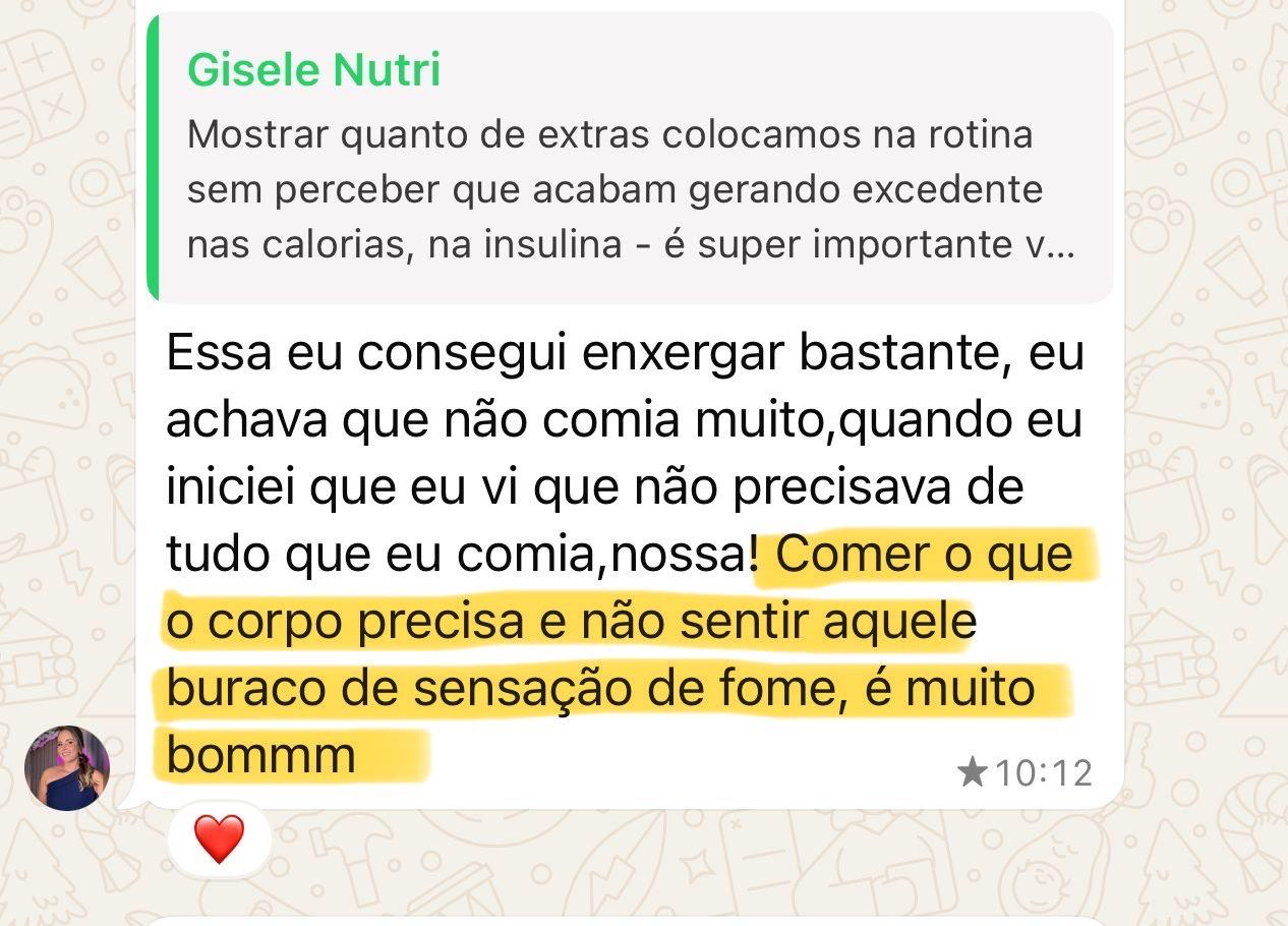 Depoimento de aluna no WhatsApp