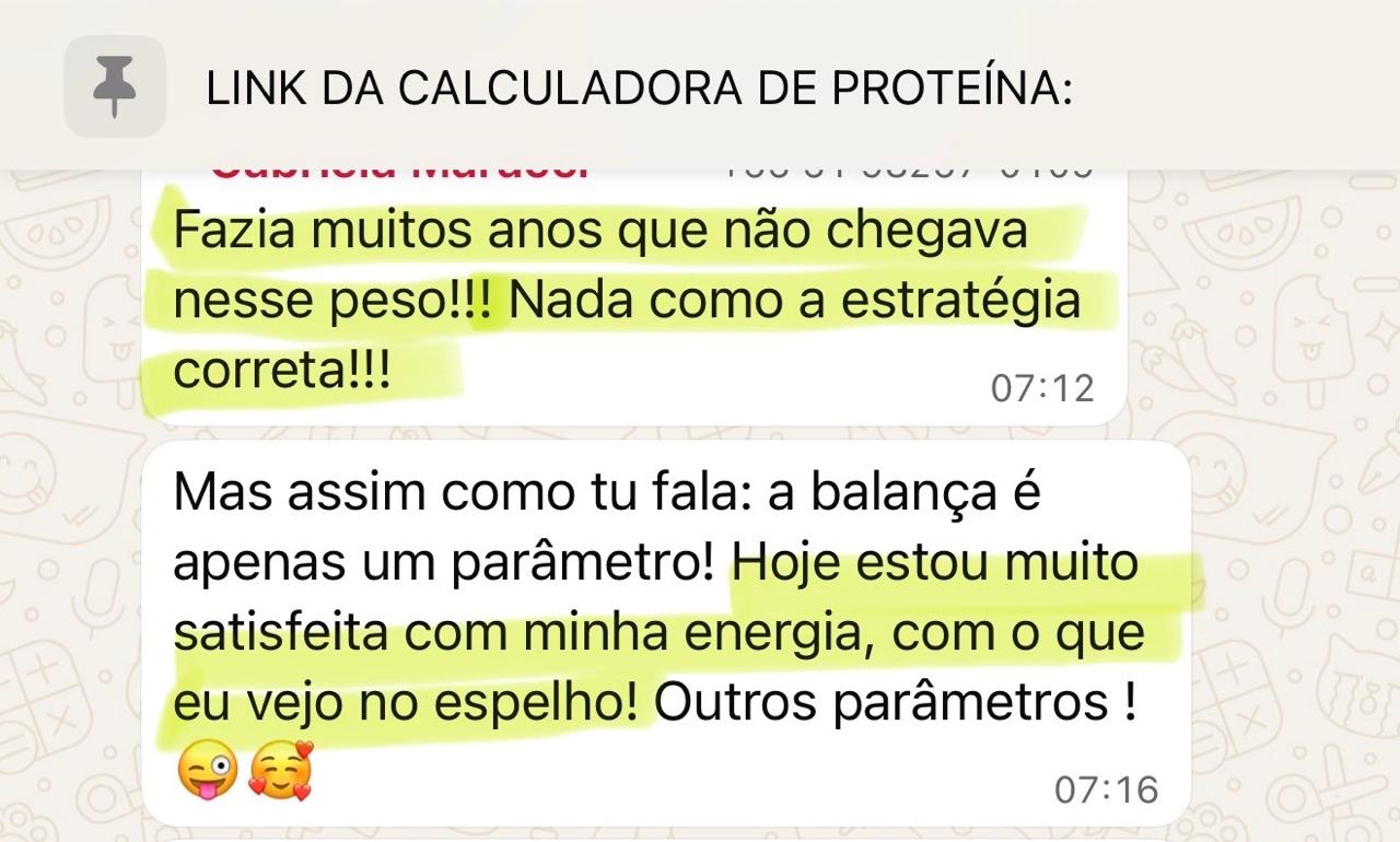 Depoimento de aluna no WhatsApp