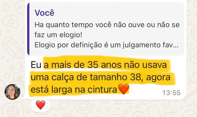 Depoimento de aluna no WhatsApp