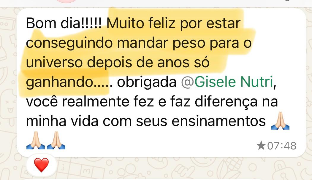 Depoimento de aluna no WhatsApp